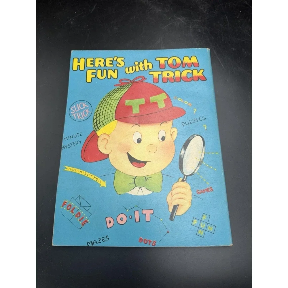 Vintage Here's Fun with Tom Trick Activity Puzzle Book Saalfield